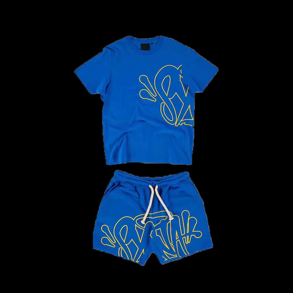 SYNA T-SHIRT & SHORTS LOGO SET (BLUE / YELLOW)