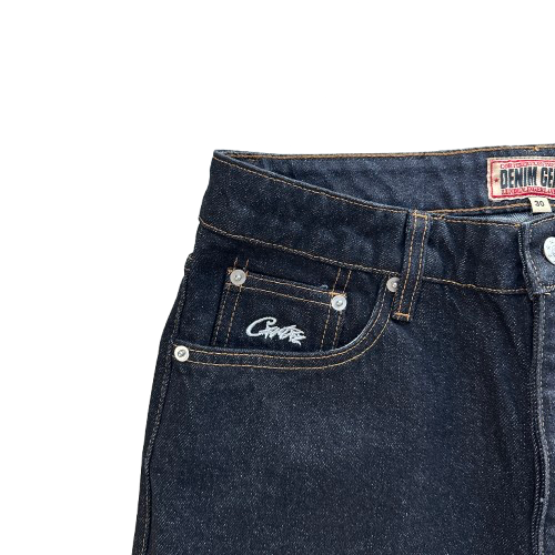 CORTEIZ DUAL STRIPE BAGGY JEANS (BLACK WASH)
