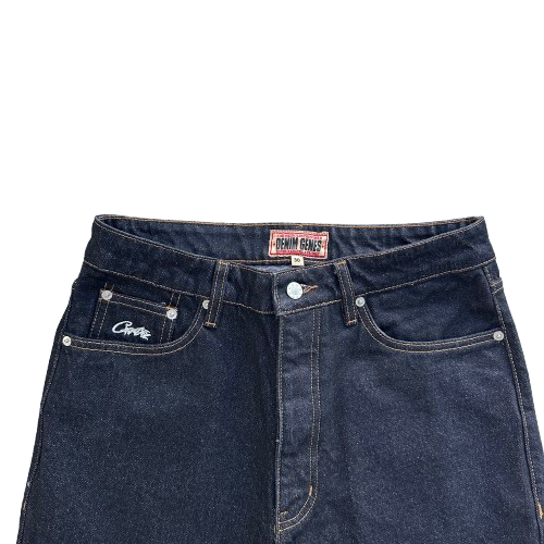 CORTEIZ DUAL STRIPE BAGGY JEANS (BLACK WASH)