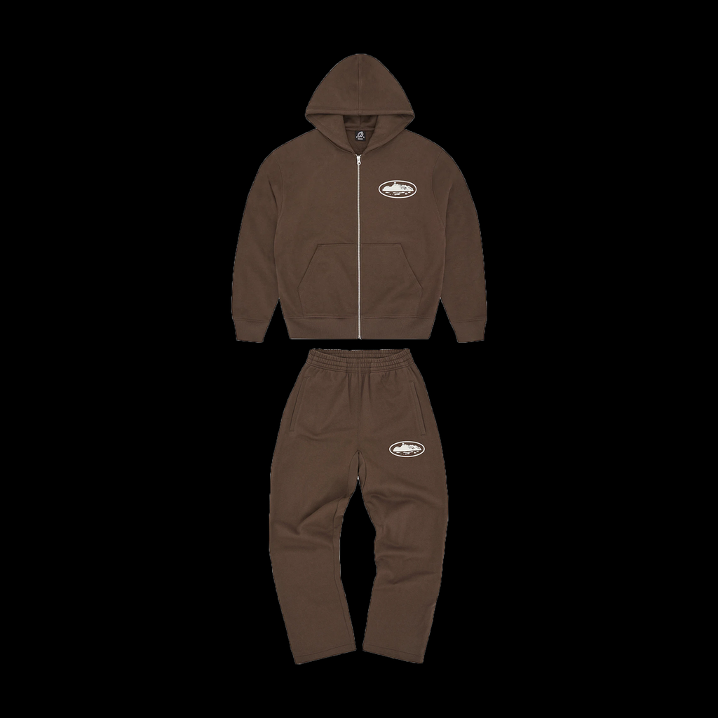 CORTEIZ ISLAND PUFF PRINT ZIP TRACKSUIT (BROWN)