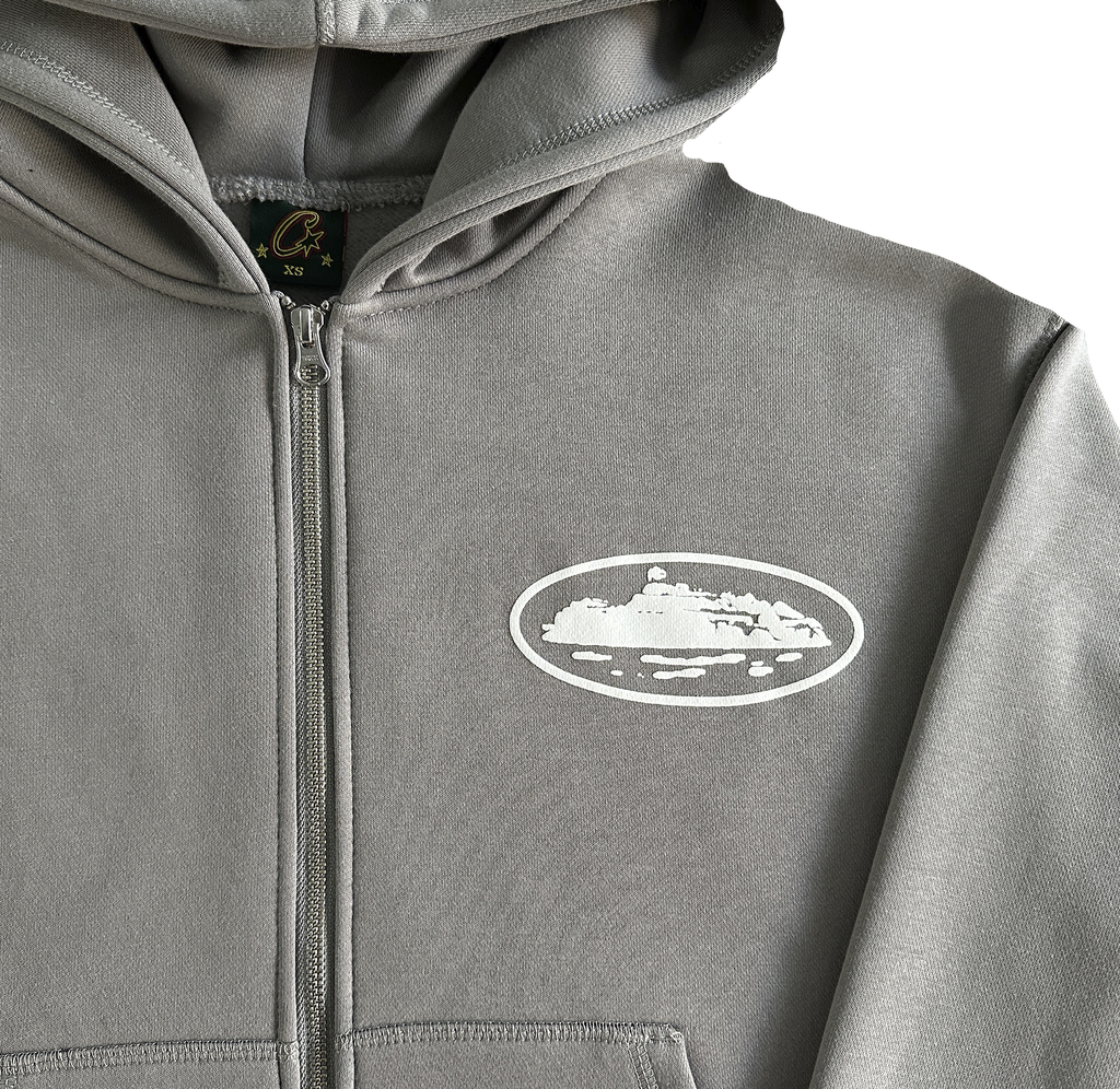 CORTEIZ ISLAND PUFF PRINT ZIP HOODIE (GREY)