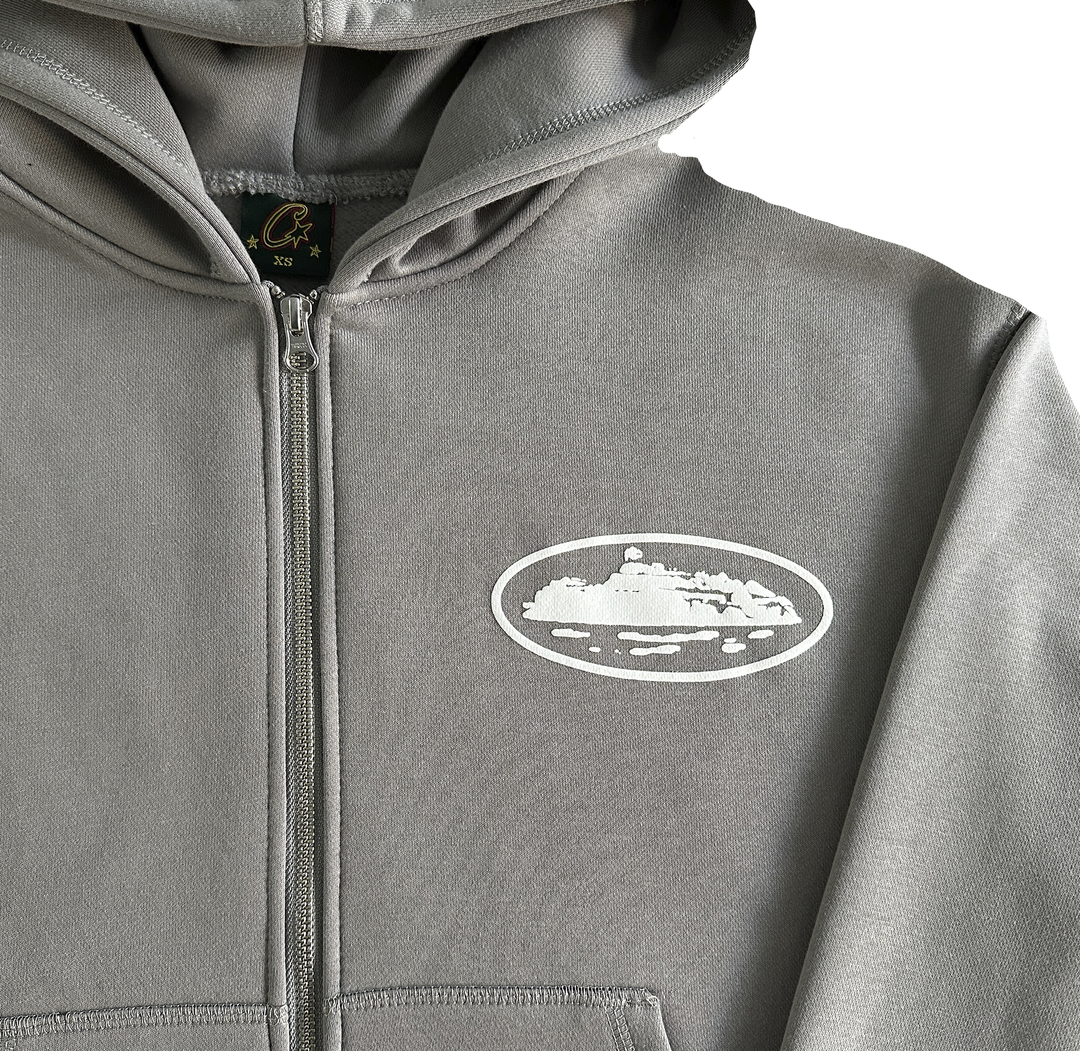 CORTEIZ ISLAND PUFF PRINT ZIP HOODIE (GREY)