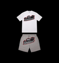 TRAPSTAR TEE & SHORTS SET (WHITE/GREY/RED)