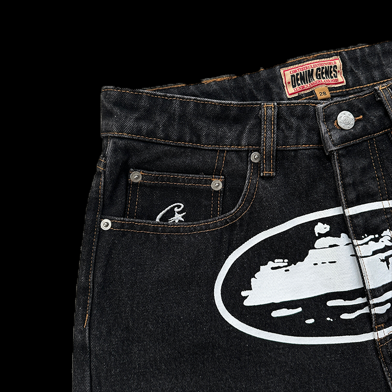 CORTEIZ ALCATRAZ DENIM SHORTS WASHED (BLACK)