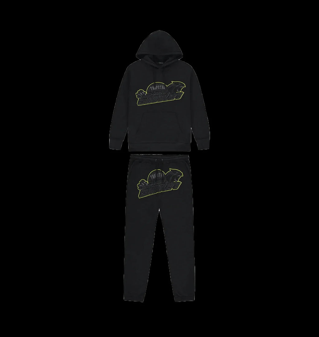 TRAPSTAR SHOOTERS HOODIE TRACKSUIT (BLACK/LIME)