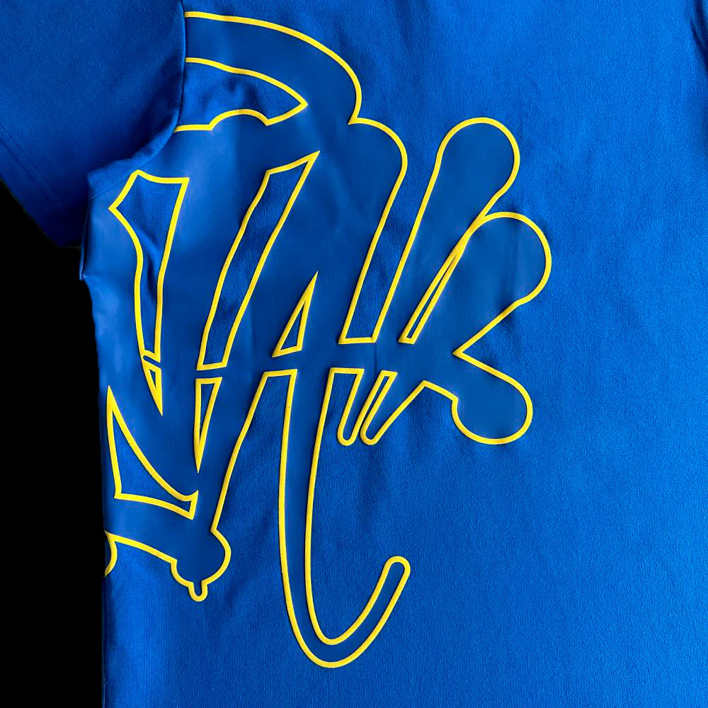 SYNA T-SHIRT & SHORTS LOGO SET (BLUE / YELLOW)
