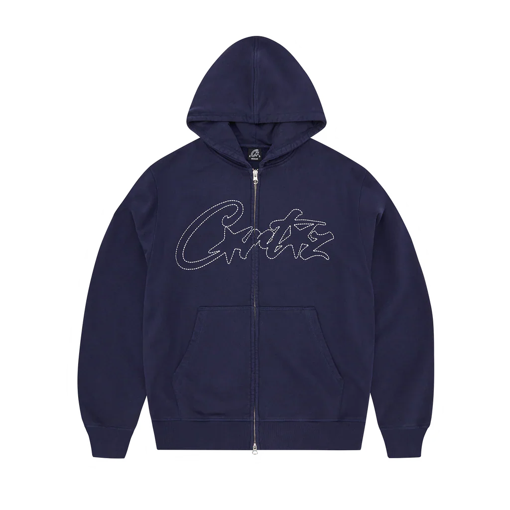 CORTEIZ THICK STITCH ALLSTARZ ZIP HOODIE (NAVY)