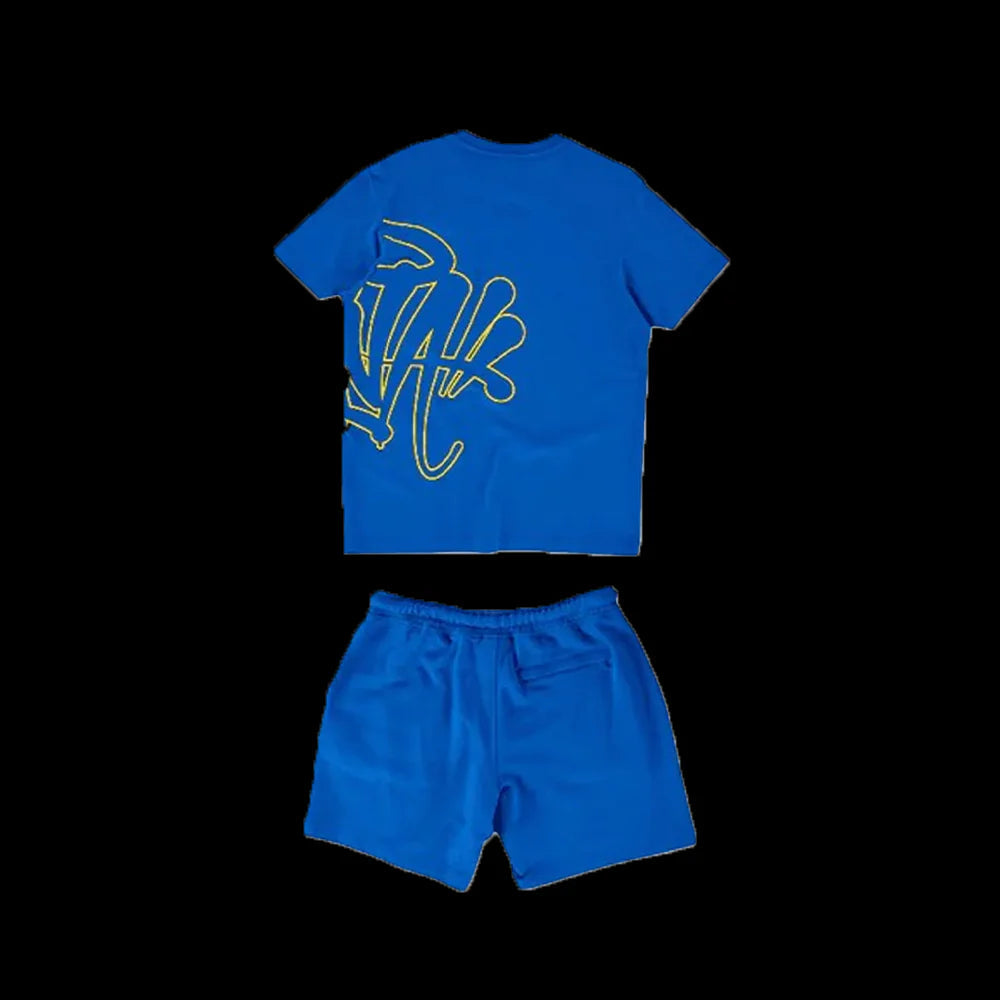 SYNA T-SHIRT & SHORTS LOGO SET (BLUE / YELLOW)
