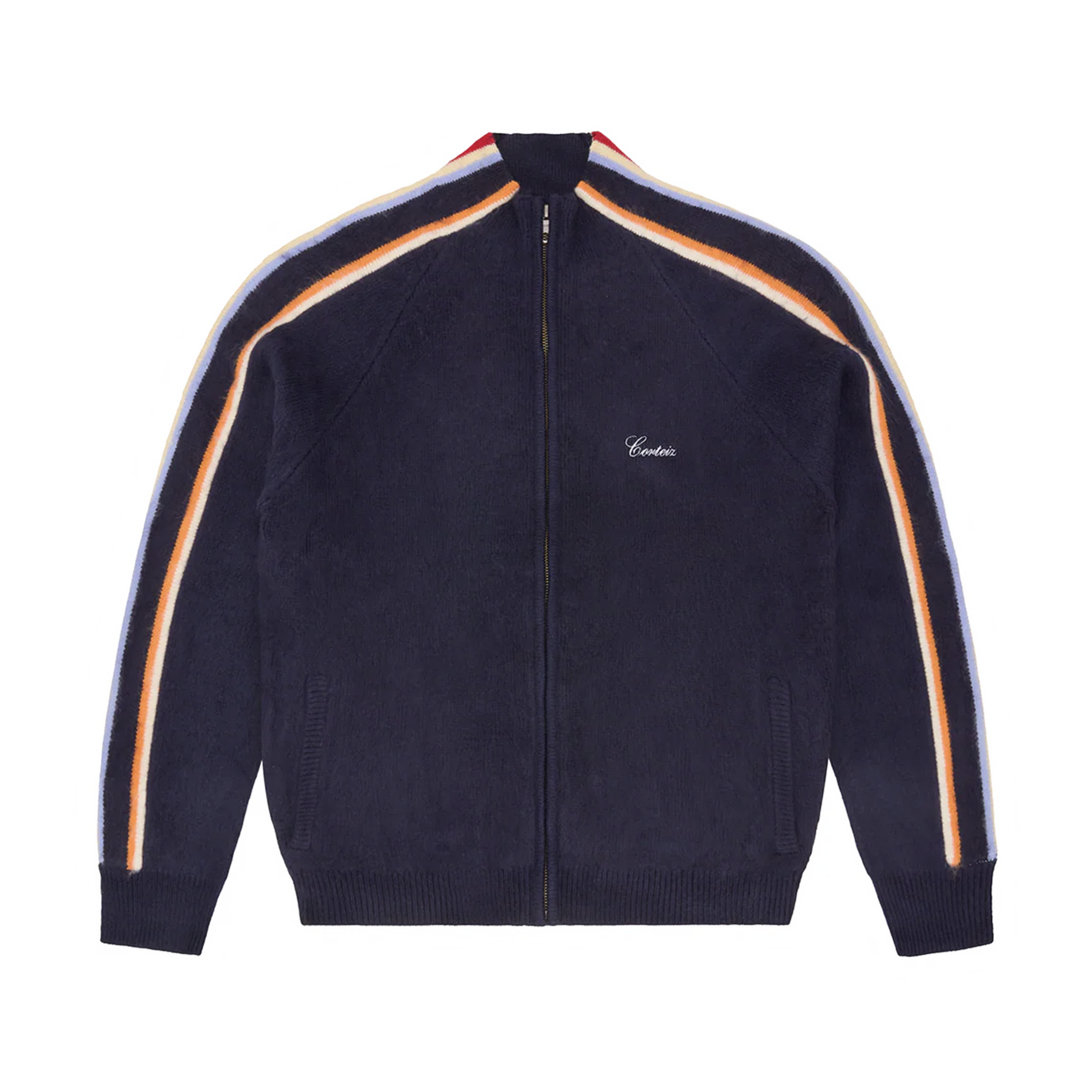 CORTEIZ MULTI STRIPE KNIT ZIP UP (NAVY)