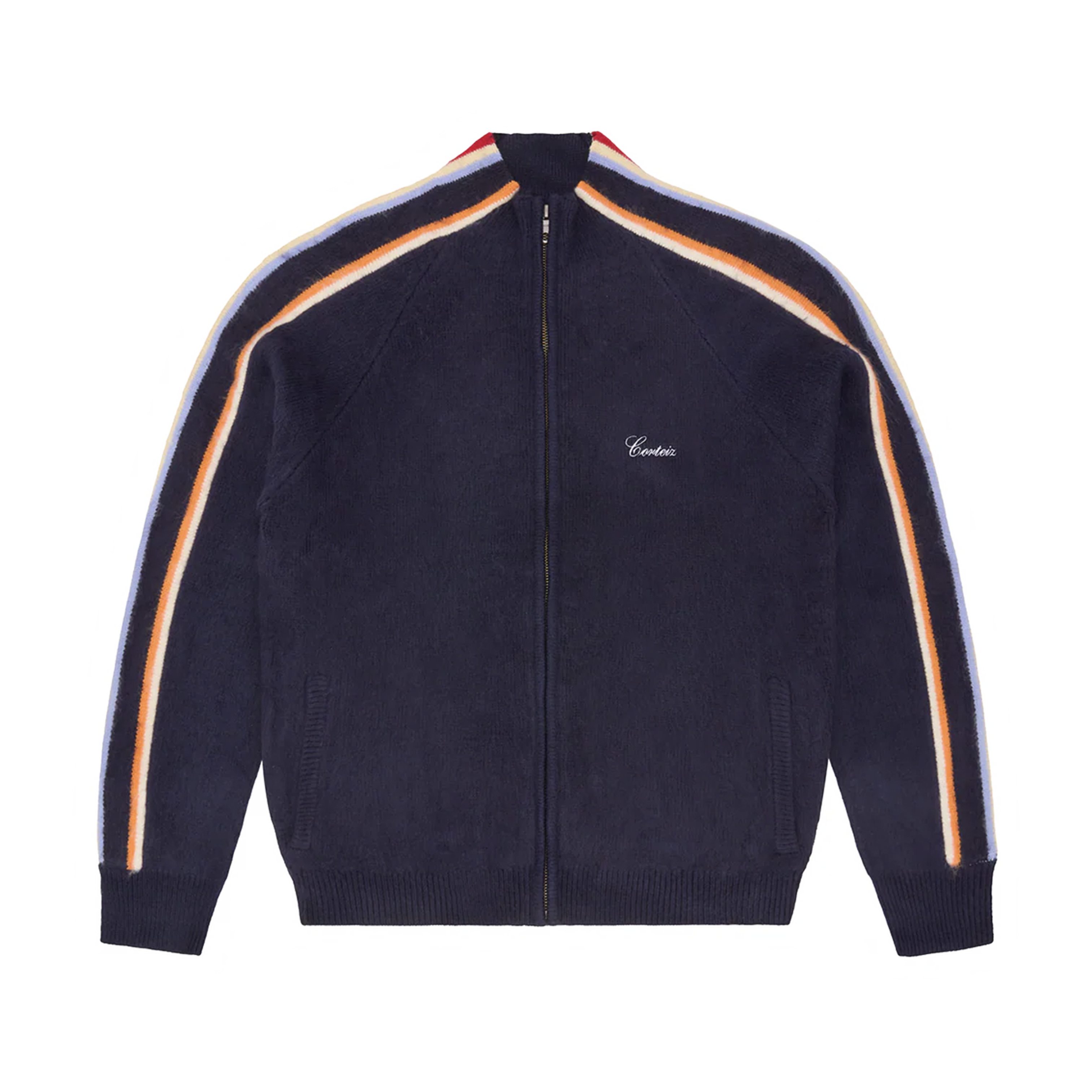 CORTEIZ MULTI STRIPE KNIT ZIP UP (NAVY)