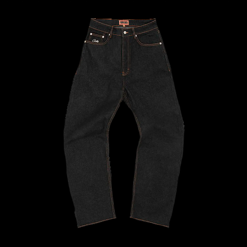 CORTEIZ DUAL STRIPE BAGGY JEANS (BLACK WASH)
