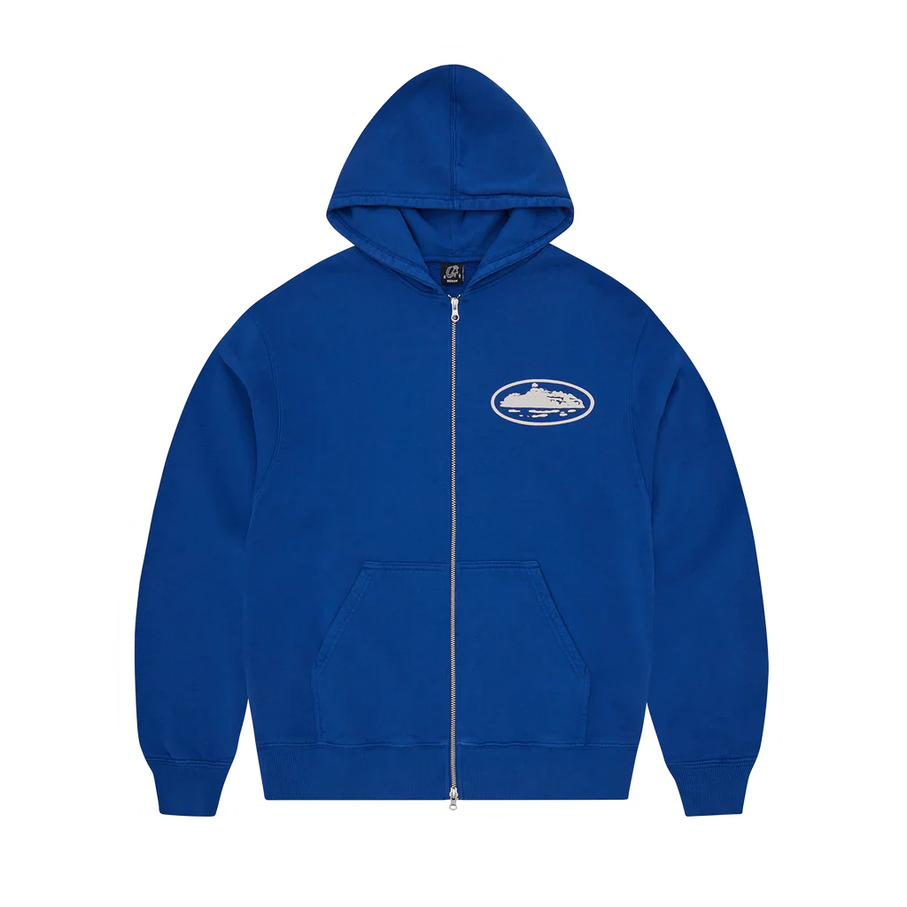 CORTEIZ ISLAND PUFF PRINT ZIP HOODIE (WASHED ROYAL)