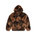 CORTEIZ DIAMOND HOODED FUR JACKET (BROWN)