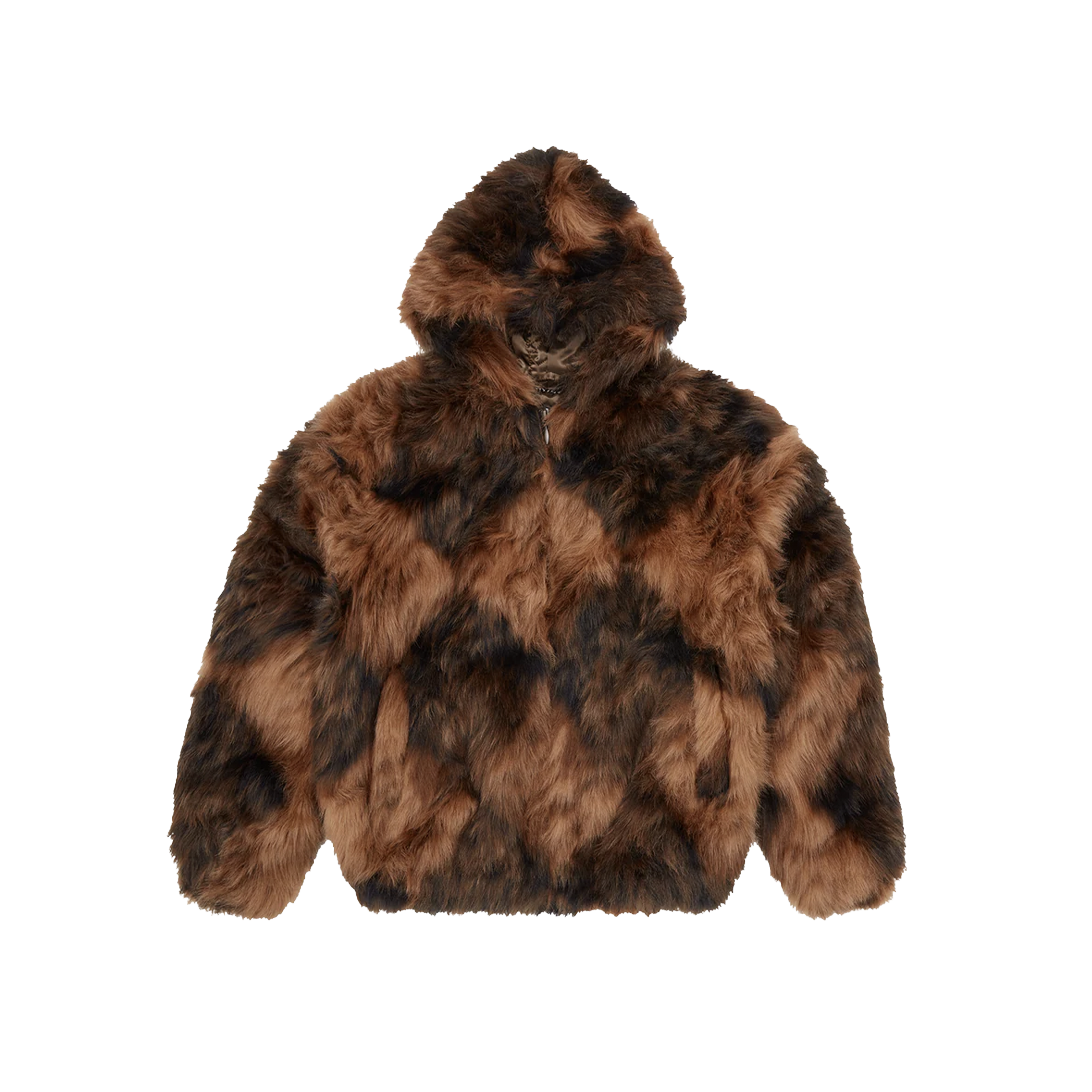CORTEIZ DIAMOND HOODED FUR JACKET (BROWN)
