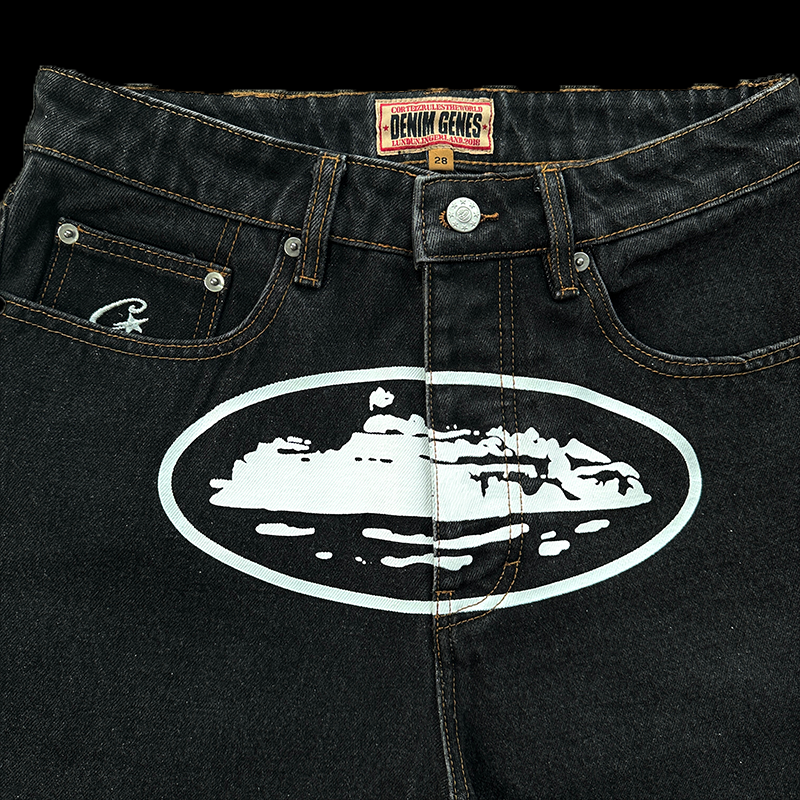 CORTEIZ ALCATRAZ DENIM SHORTS WASHED (BLACK)