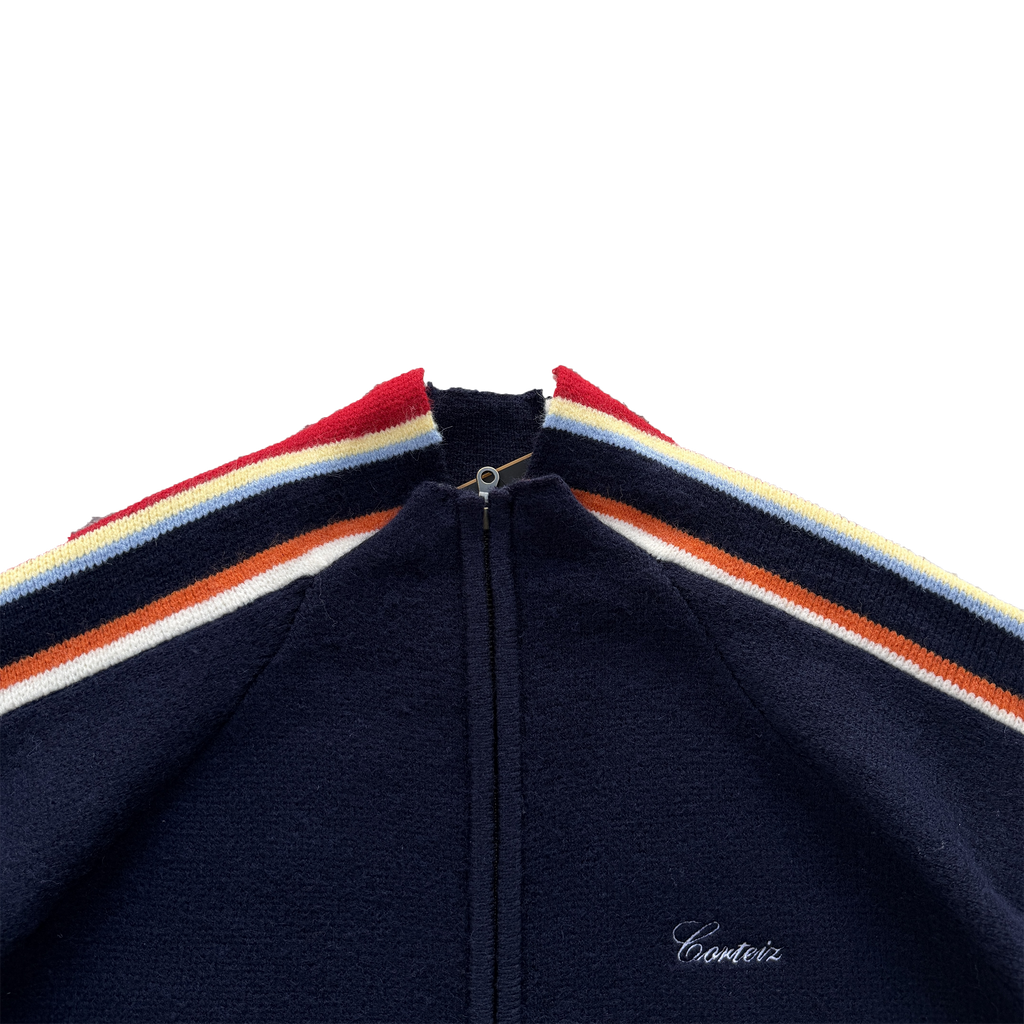 CORTEIZ MULTI STRIPE KNIT ZIP UP (NAVY)