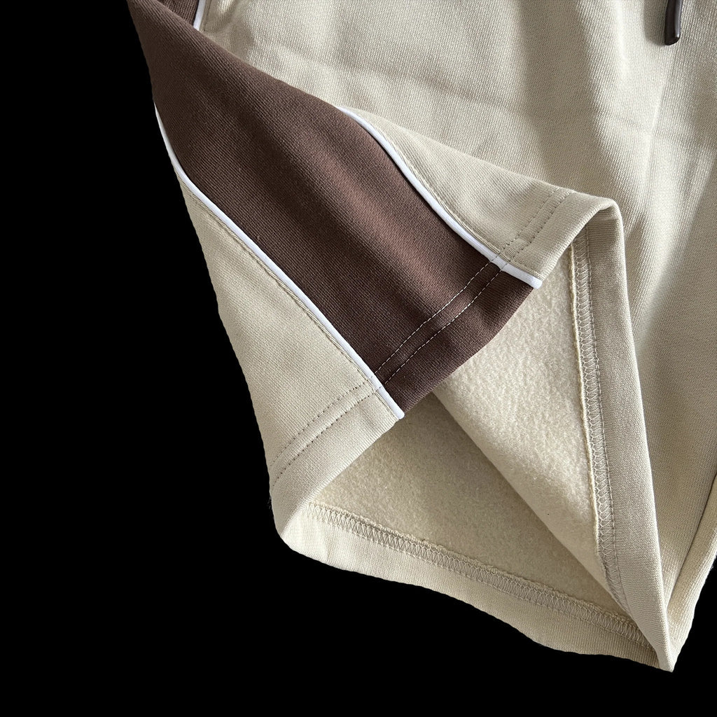 SYNA PIPE HOODIE & SHORT SET (BEIGE/BROWN)