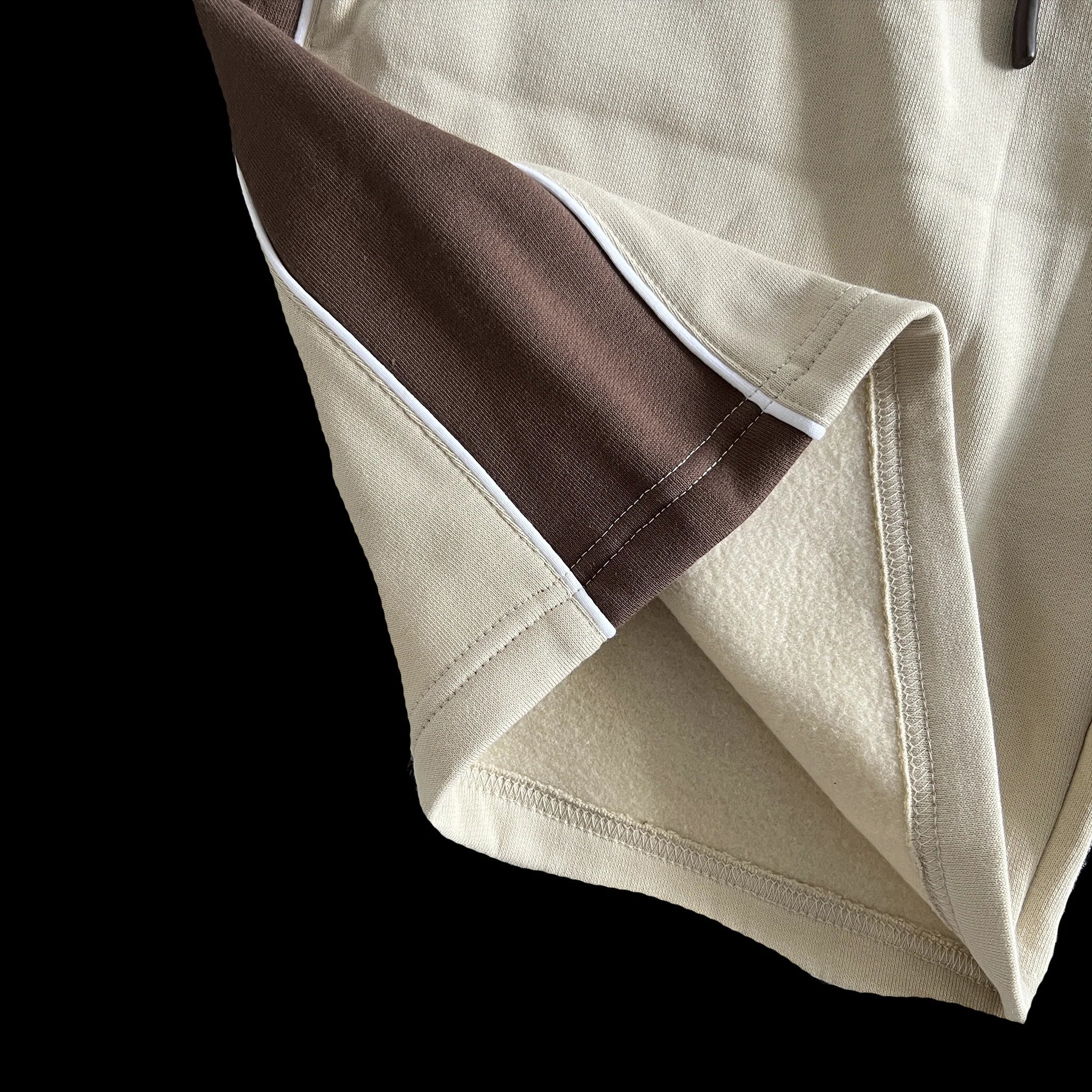 SYNA PIPE HOODIE & SHORT SET (BEIGE/BROWN)