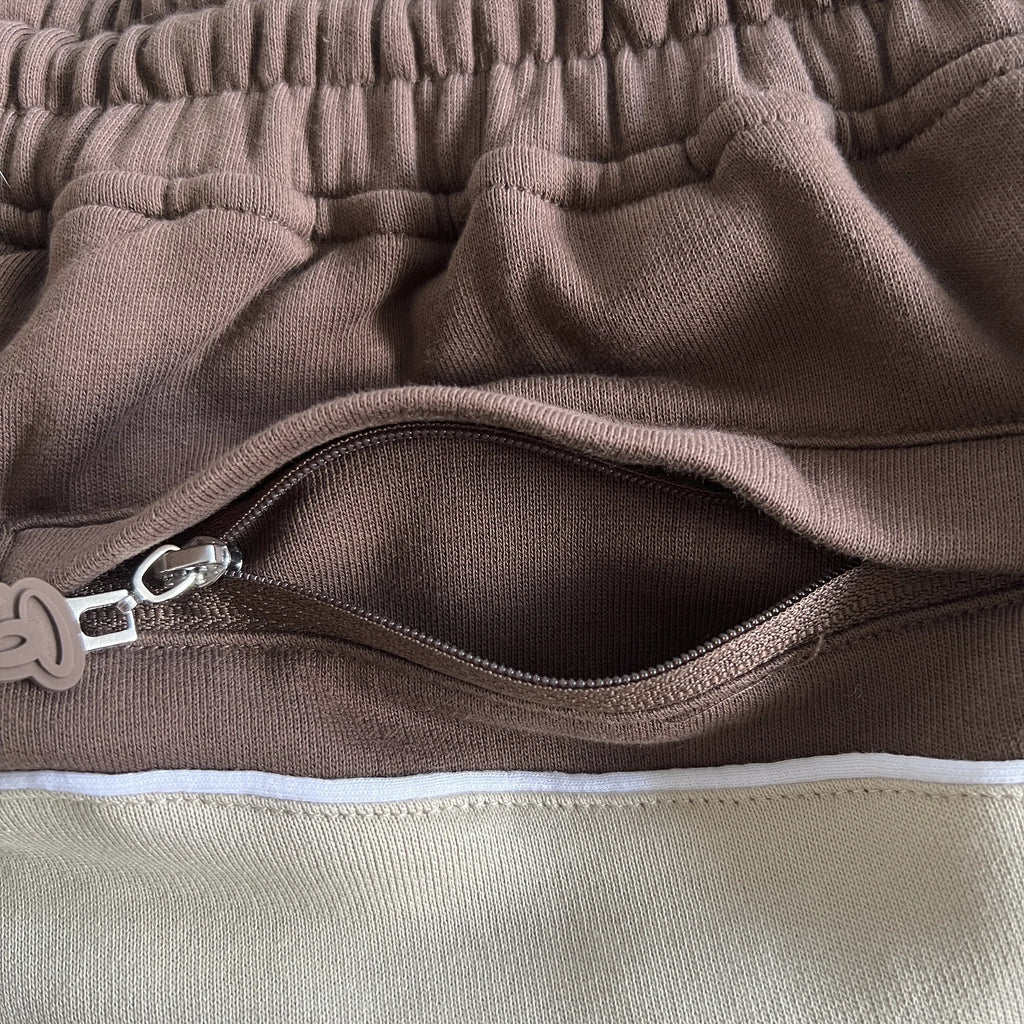 SYNA PIPE HOODIE & SHORT SET (BEIGE/BROWN)